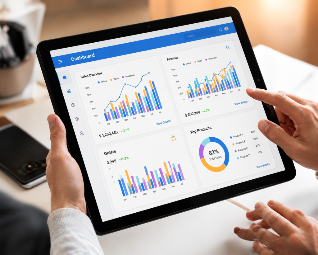 ERP migration dashboard and business data analysis